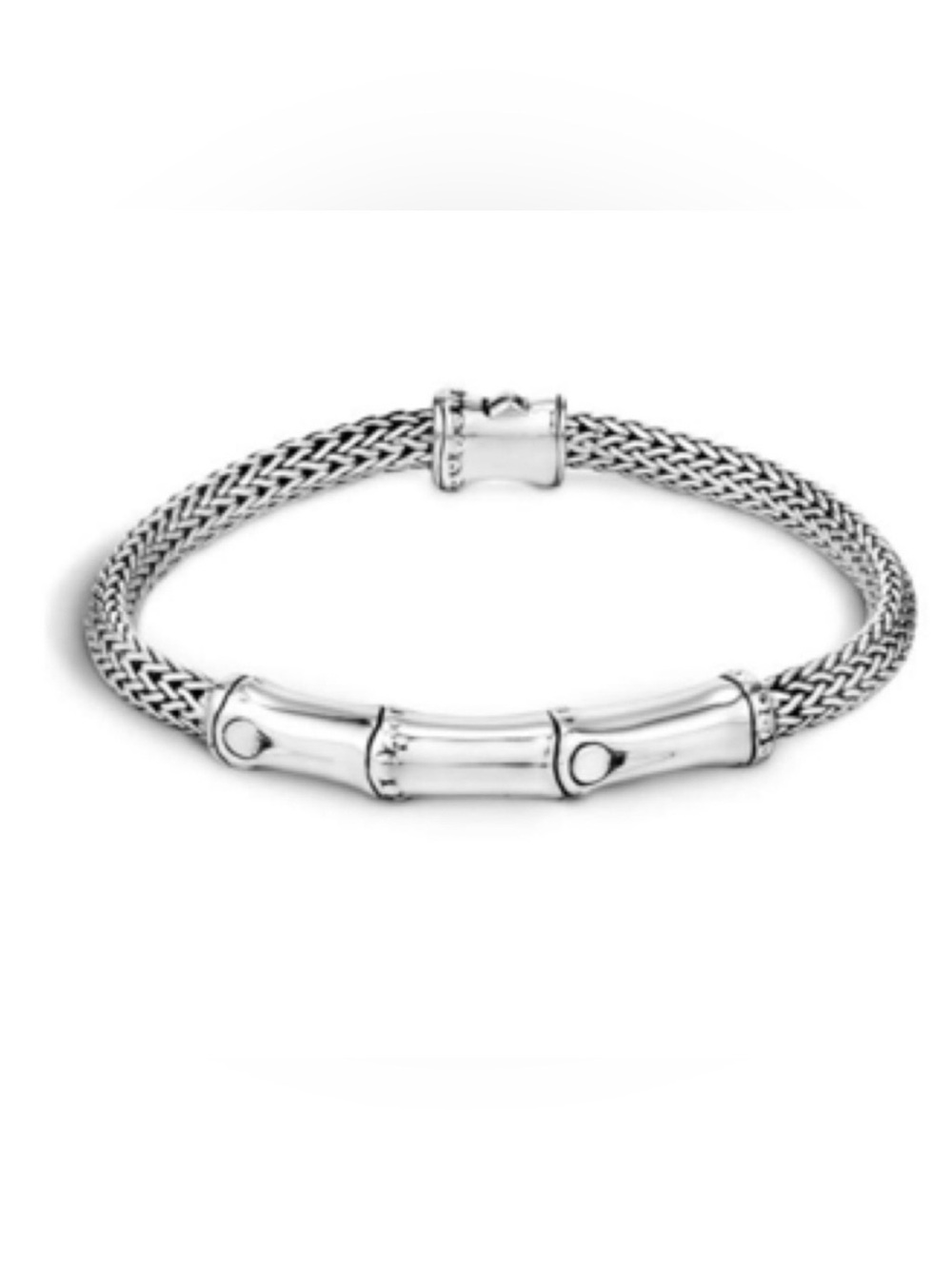 New John Hardy Bamboo Woven Station 925 Silver Bracelet small